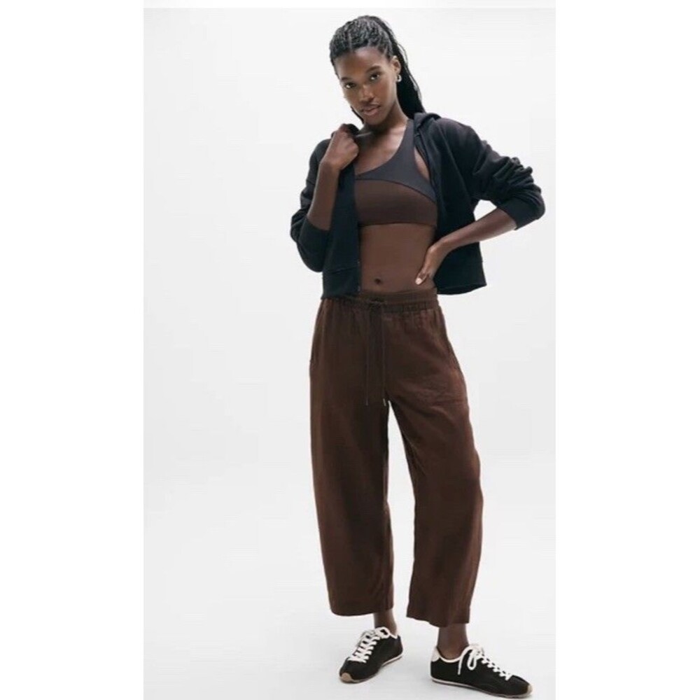 Athleta Dark Brown Wide-Leg Drawstring Pants